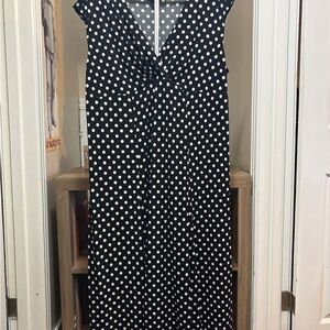 Studio 1940 Black and White Polka Dot Midi Dress